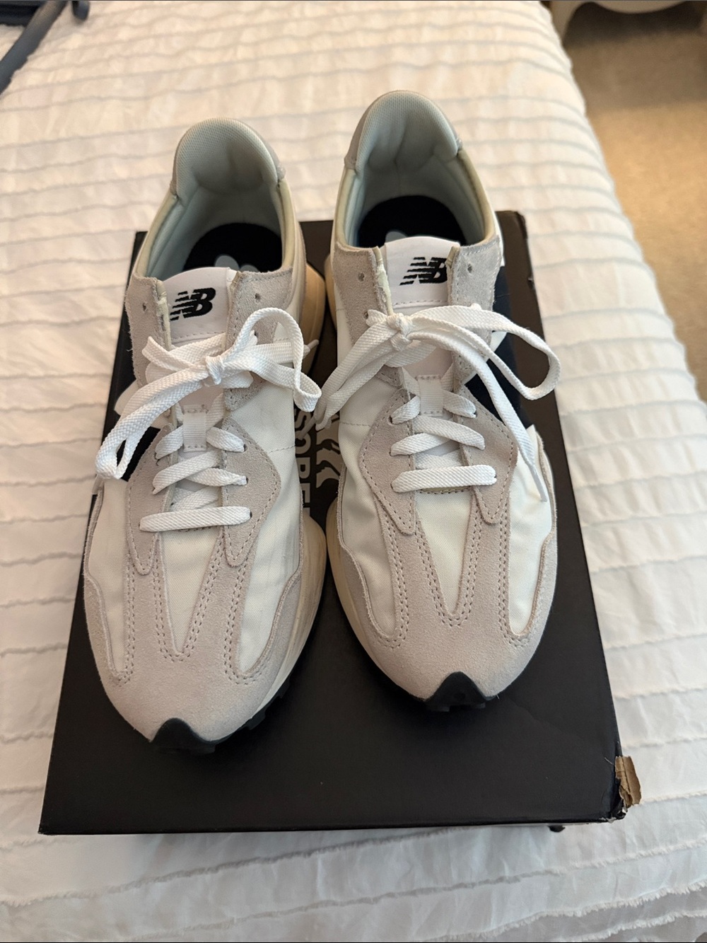 New Balance Women’s Cream, White & Black Retro Runner Sneakers - Picture 12 of 16